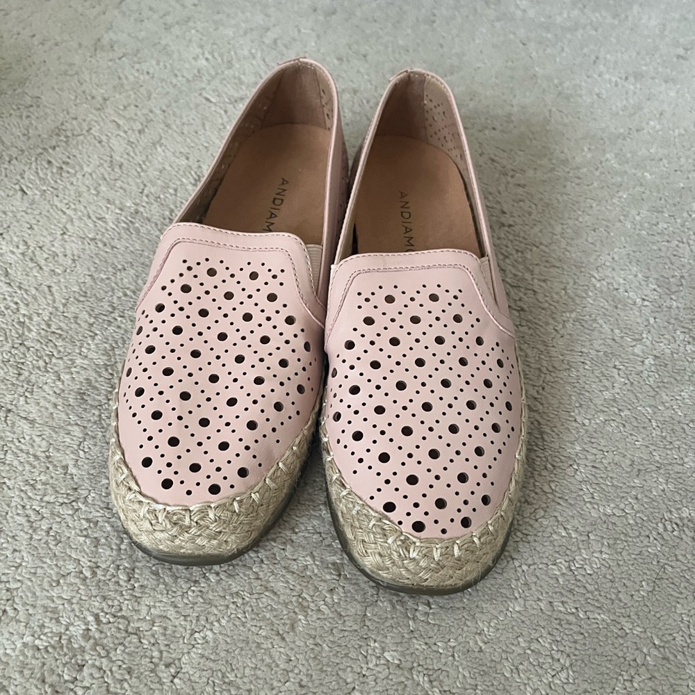 Pink Espadrille Slip-On Shoes with Perforated Design